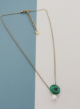 LK欧美珍珠绿色项链精致气质优雅时尚百搭个性简约vintage