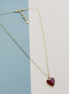 LK欧美红色珐琅爱心项链精致气质优雅时尚百搭个性简约ins风