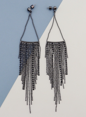 BC黑色宝石时尚个性潮流流苏耳环