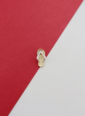 金银双拼色人字拖时尚个性简约百搭气质小众设计感高级吊坠