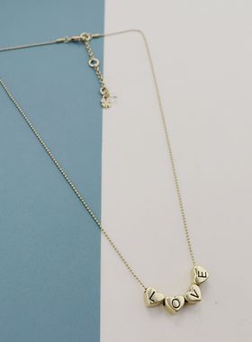 LK欧美金色LOVE爱心项链精致气质优雅时尚百搭个性简约ins风