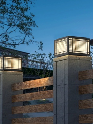 御上太阳能井格玻璃柱头灯门柱灯