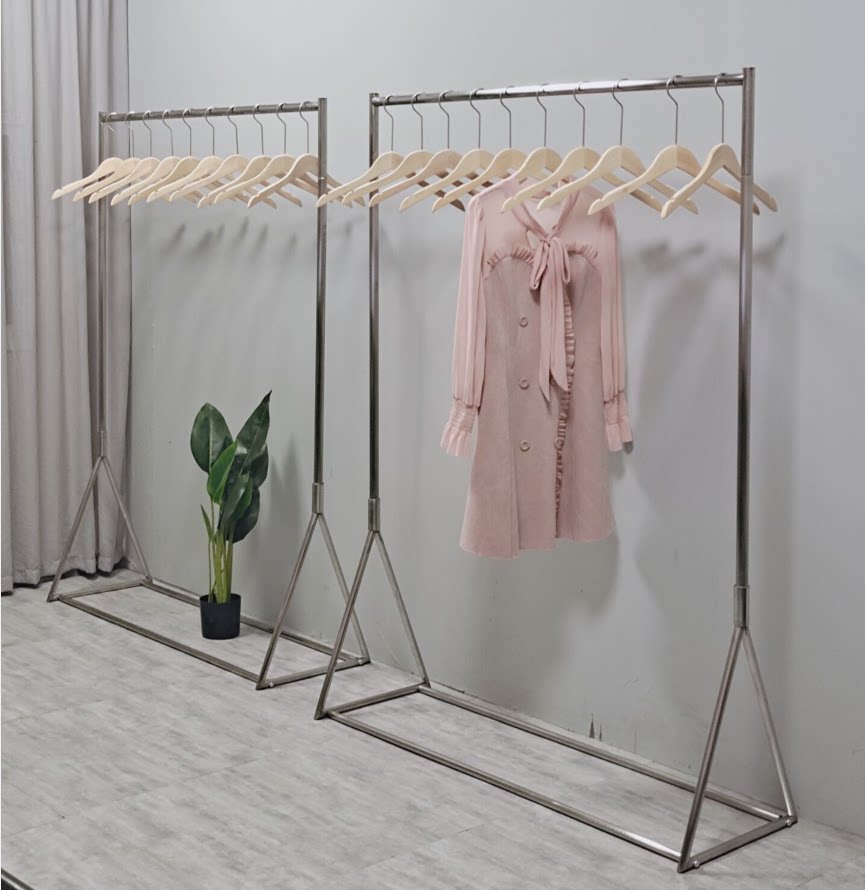 服装店展示架衣架落地式组合衣架女装挂衣陈列侧挂架不锈钢货架