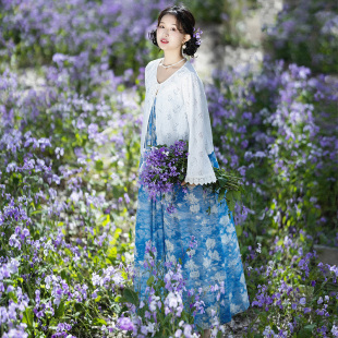 精致印花吊带连衣裙外搭镂空针织开衫 睡莲 女2025年夏季 奈莫