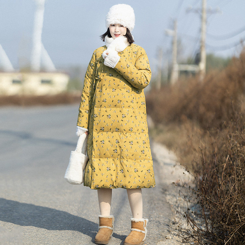 中式偏门襟系带加厚羽绒服