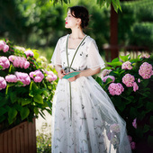 复古白色连衣裙夏季 199专区 女轻国风刺绣长裙别致漂亮裙子