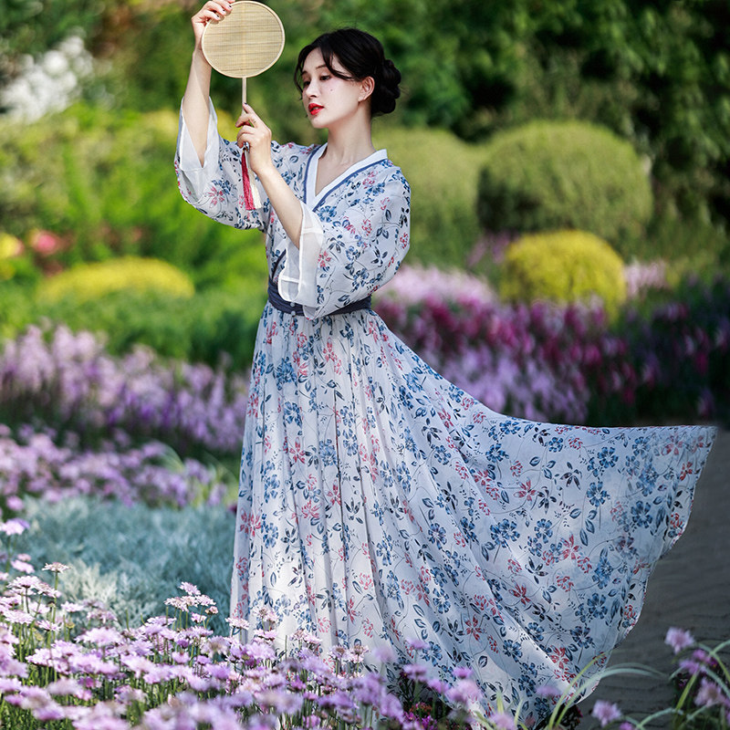 现货【花弄裳】新中式汉元素连衣裙女夏碎花裙收腰长裙轻国风裙子,女装/女士精品,连衣裙,淘宝优惠券,粉丝福利购,淘宝优惠卷