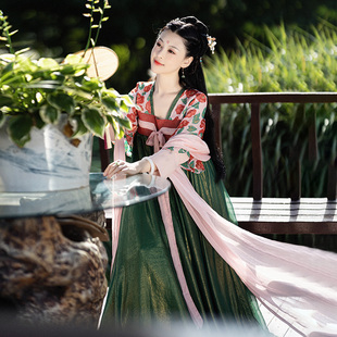 素连衣裙超仙齐胸襦裙改良 原创唐制汉服女秋汉元 棉麻记 花瑶辞