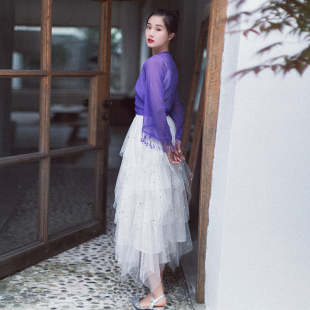 新款 棉麻记2025春夏季 区 不规则长裙松紧腰网纱半身裙女 99元