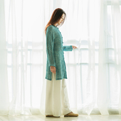 手工盘扣外套 宽松中长款 7折出清 棉麻记复古文艺亚麻女装