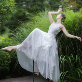 仙气裙摆拼片长裙上衣套装 修身 清风白茶 文艺白色背心裙女夏季