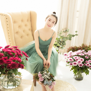 99元 文艺复古多层网纱中长款 区 新款 连衣裙 棉麻记2025春夏季