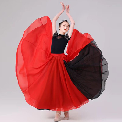新款小豆苗同款舞蹈大摆裙女童灯火里的中国古典现代舞万疆演出服