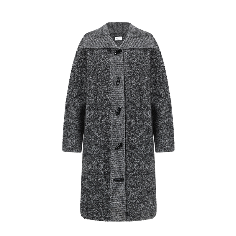 SHROENRO大衣宽松牛角扣开衫