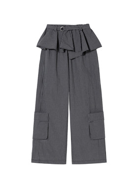 SOFITTE 25AW黑白格纹裙裤女假两件拼接宽松阔腿裤显瘦男女同款