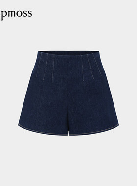 【deepmoss】2025秋冬新款女士时尚设计感高腰弹力牛仔短裤