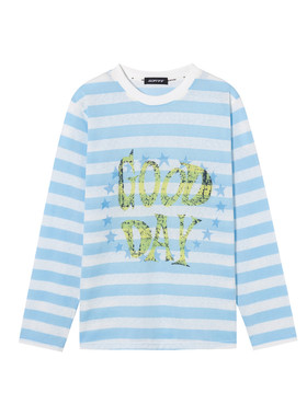 【丁程鑫 赵磊 周深同款】SOFITTE 条纹T恤长袖印花做旧宽松男女