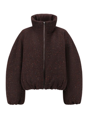 【deepmoss】2025新款女士彩点羊毛廓形95绒立领短款羽绒服外套