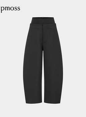 【deepmoss】2025秋冬新款设计感女士层次腰头弹力牛仔香蕉裤长裤