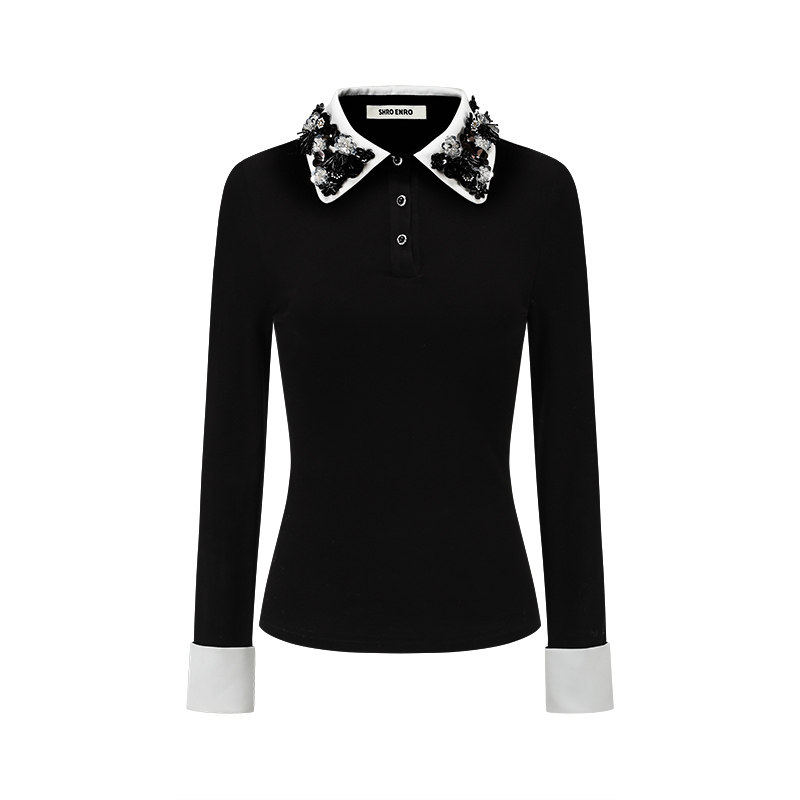 SHROENRO修身Polo针织打底衫女