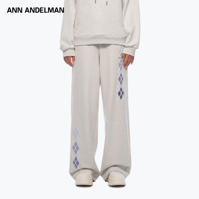 ANN ANDELMAN2025秋冬新款菱形格卫裤搭配卫衣套装两件套休闲运动