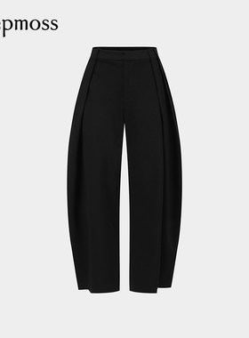 【deepmoss】2025秋冬新款女士设计感时尚宽松层次叠褶香蕉裤