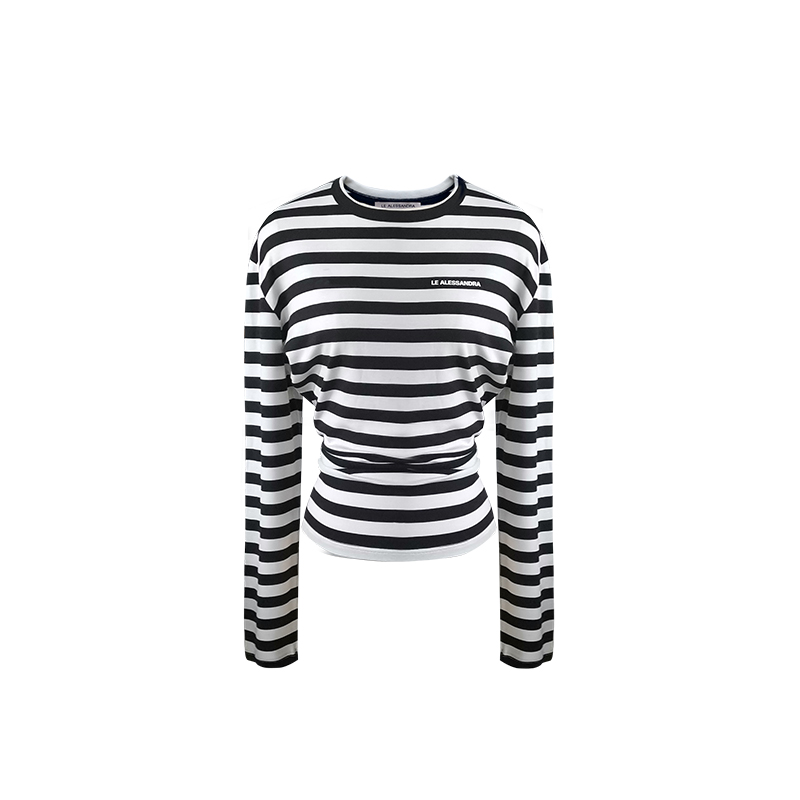 LEALESSANDRA黑白条纹T恤
