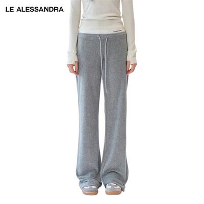 LEALESSANDRA腰头拼接毛巾裤