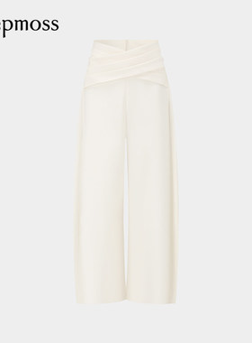 【deepmoss】明星同款2025秋冬新款设计感交叠腰封高腰直筒长裤女