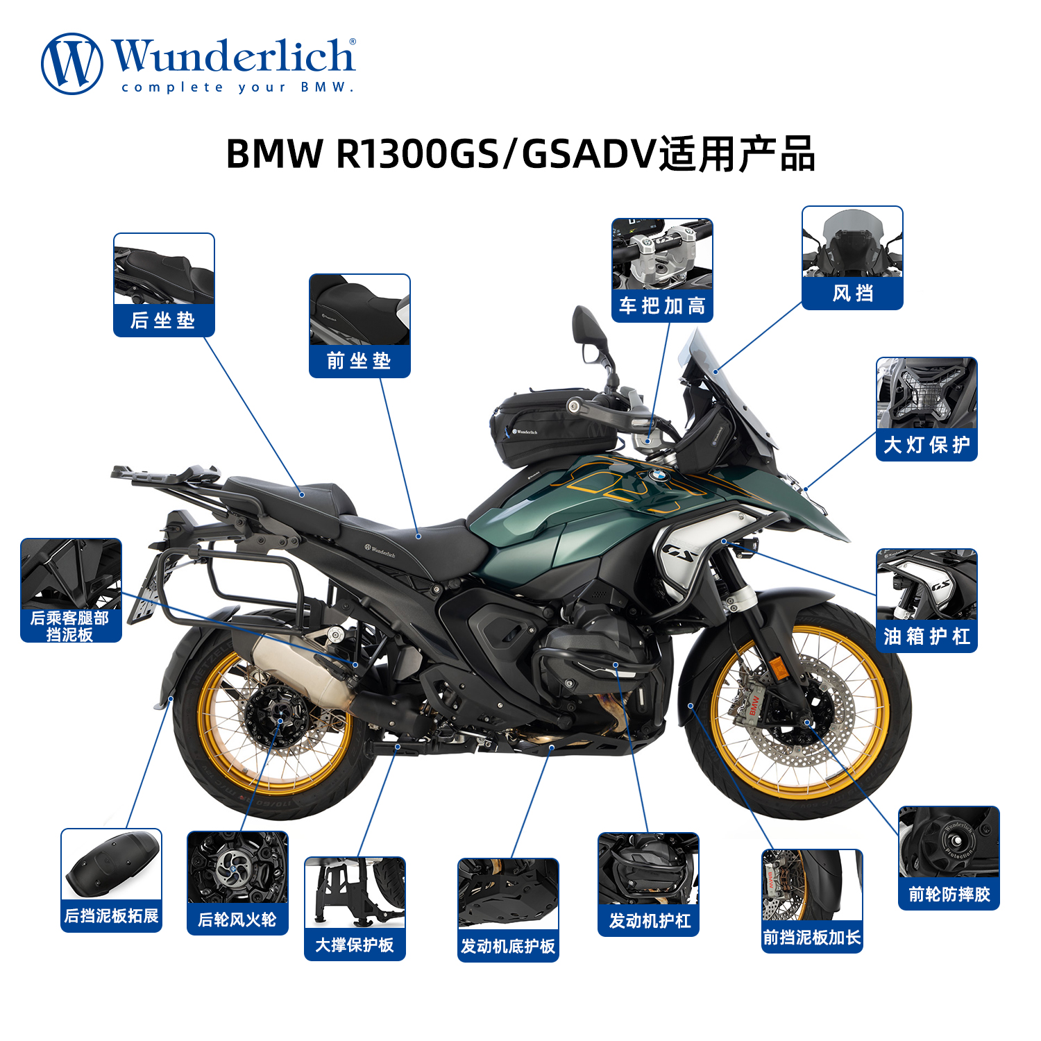 W厂适用于BMW宝马摩托车1300GS/GSADV全套改装件保护系列风挡护杠