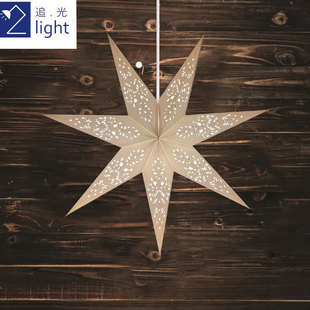 北欧现代简约圣诞纸星星七角星五角星吊灯窗台橱窗婚庆会展装饰品
