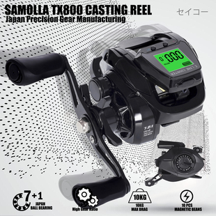 SAMOLLA新款大屏数显水滴轮深度定位记忆中鱼报警蜂鸣10kg泄力