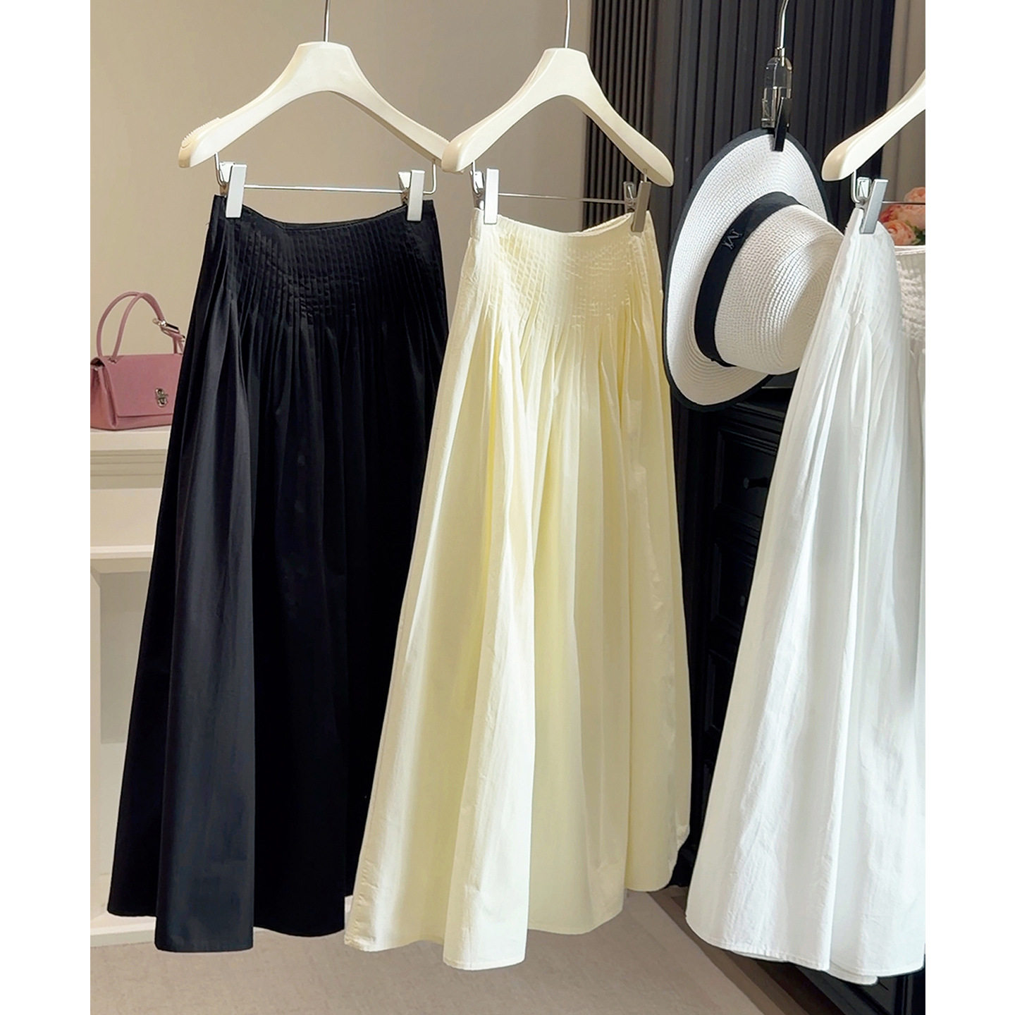 高级感小众束腰a字百褶半身裙女2026春新款设计感中长款大摆伞裙