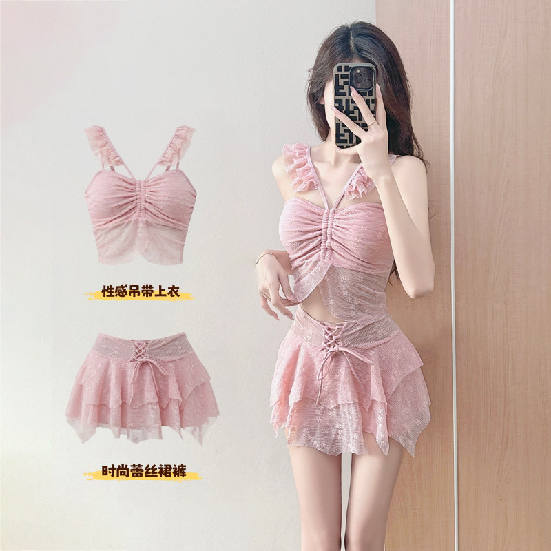 纯欲ins风泳衣女分体两件套保守显瘦遮肚性感温泉海边度假游泳装