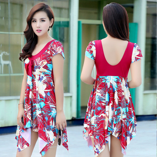 遮肚显瘦平角裤 连体裙泳衣加肥加大泳装 保守温泉游泳衣 上市 新款