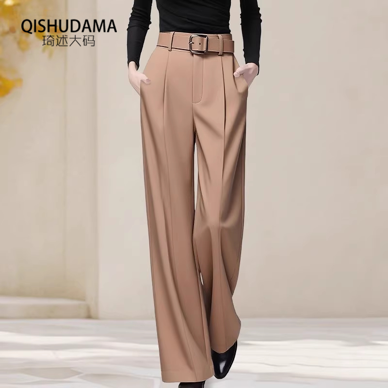 欧洲站高腰直通西装裤