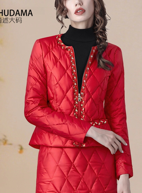 可定制红色羽绒服外套女2025冬季新款90白鸭绒羽绒衣轻薄短款上衣