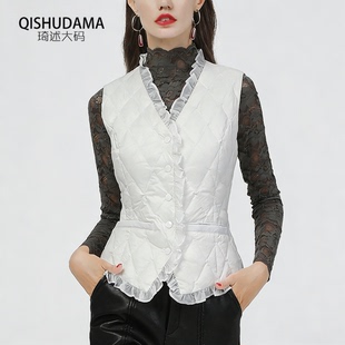 白色马甲女士花边羽绒服轻薄款内胆打底内穿背心短款内搭冬季新款