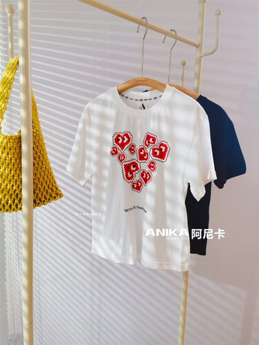 ANIKA品牌童装 夏款 男女童中大童卡通印花纯棉短袖T恤