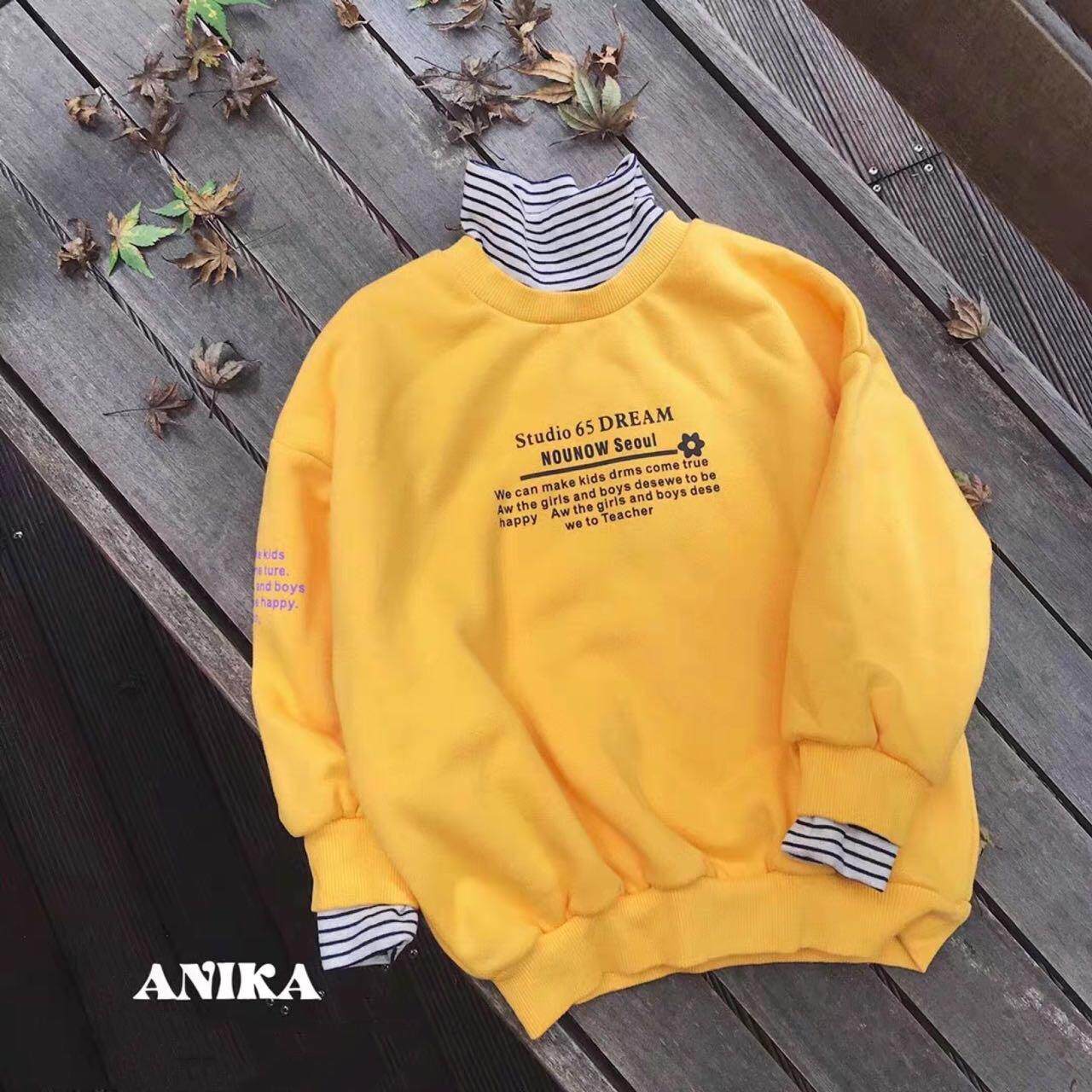 ANIKA阿尼卡品牌童装 秋冬款男女童中大童加绒假两件卫衣