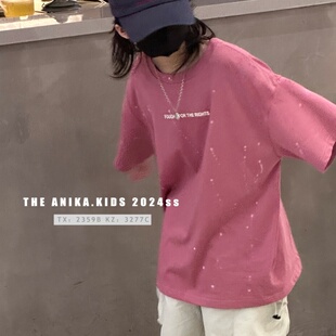 ANIKA阿尼卡品牌童装 夏新款 男女童中大童 宽松阔版街舞T恤亲子