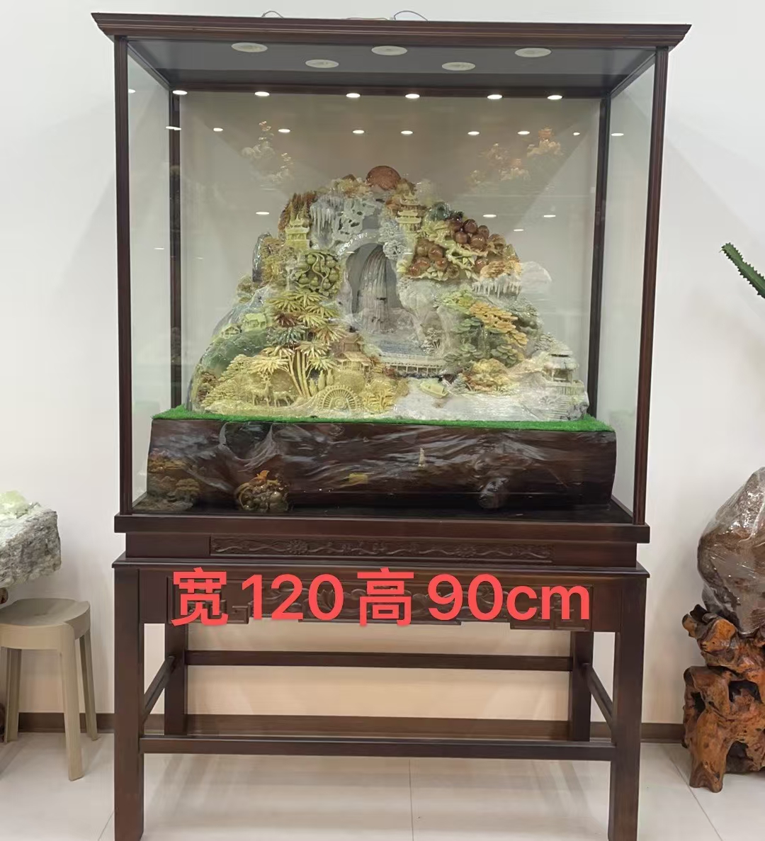 岫玉摆件山水天然玉石手工雕刻大地摆件