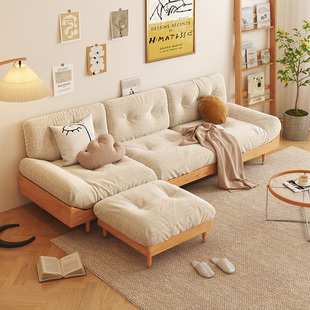 日式实木云朵沙发组合客厅三人位小户型简约原木双人位风布艺沙发
