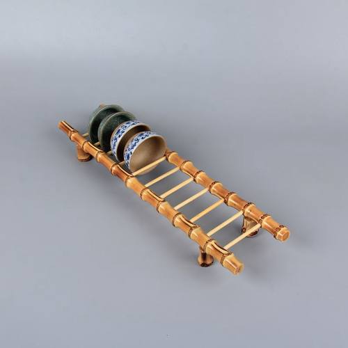 竹制沥水架杯架竹鞭梯子茶杯架