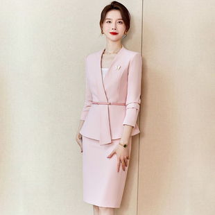 西装套装女裙早春气质播音主持人正装医美高级感美容院工作服