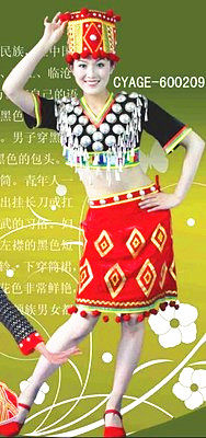新款精品促销云南景颇族舞蹈演出 舞台表演民族服装女装修身短裙