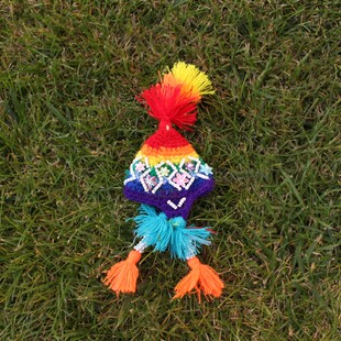 印加驼秘鲁进口羊驼毛玩偶装饰用 彩虹小帽子