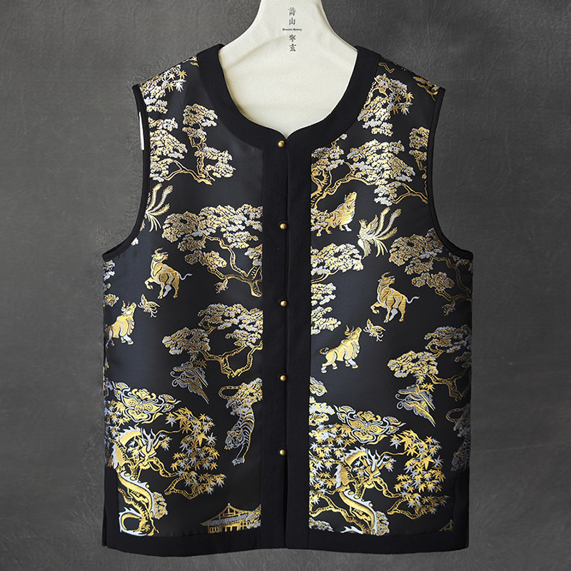复古文艺风男士改良汉服无袖盘扣唐装秋冬加绒中式休闲马甲背心,男装,常规马甲,淘宝优惠券,粉丝福利购,淘宝优惠卷