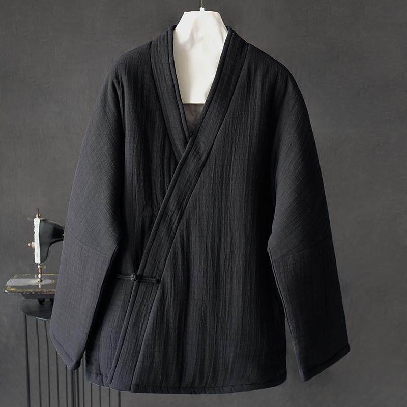 秋冬男士休闲棉麻加绒保暖外套