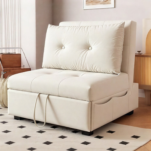 小户型奶油风折叠沙发床